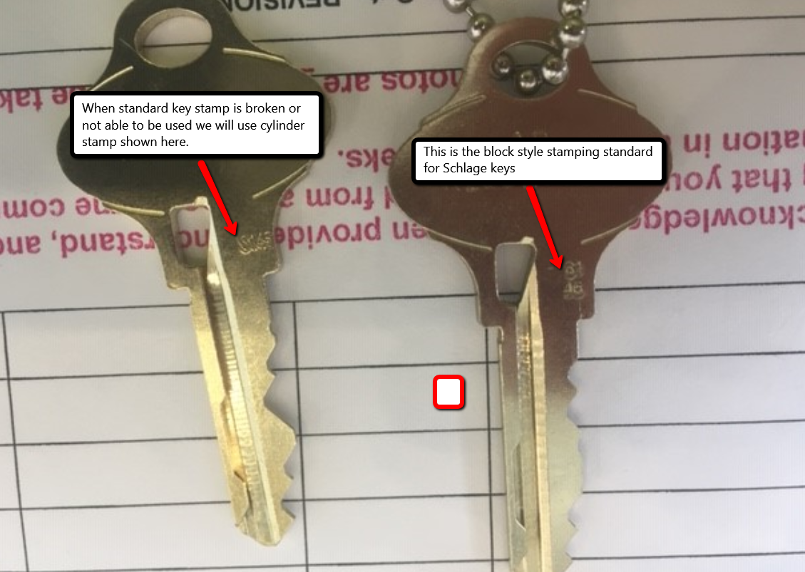 What does the keyway stamp look like on Schlage keys?